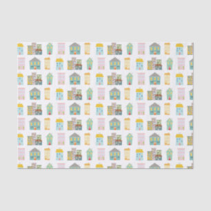 Colourful Real Estate Houses Tissue Paper