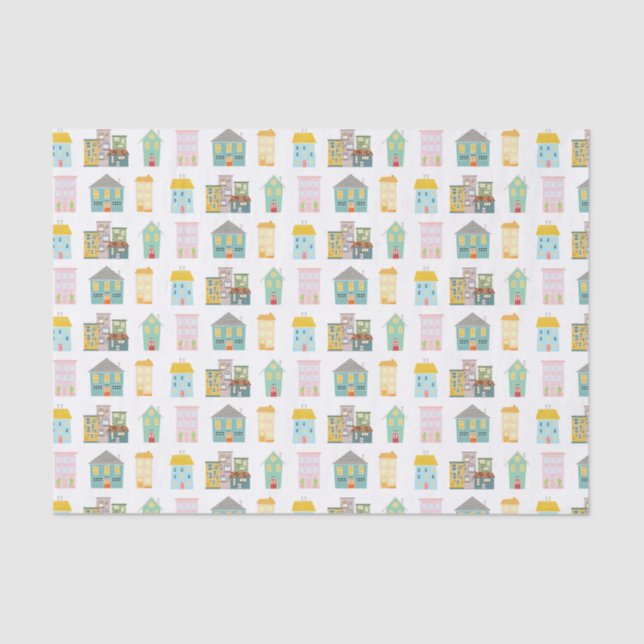 Colourful Real Estate Houses Tissue Paper (Front)