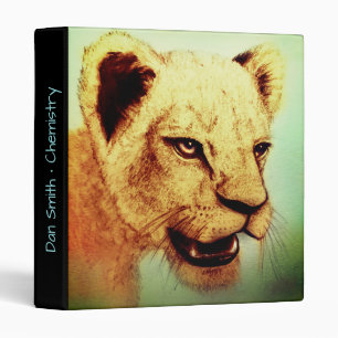 Colourful Realistic Drawing, Wild Lion, Animal Art Binder