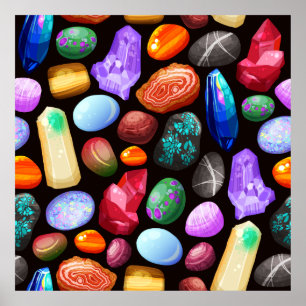 Colourful Realistic Rock and Crystal Pattern Poster