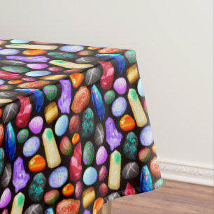 Colourful Realistic Rock and Crystal Pattern Tablecloth