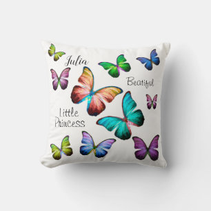 Colourful Realm of Morpho Blue Rainbow Butterflies Throw Pillow