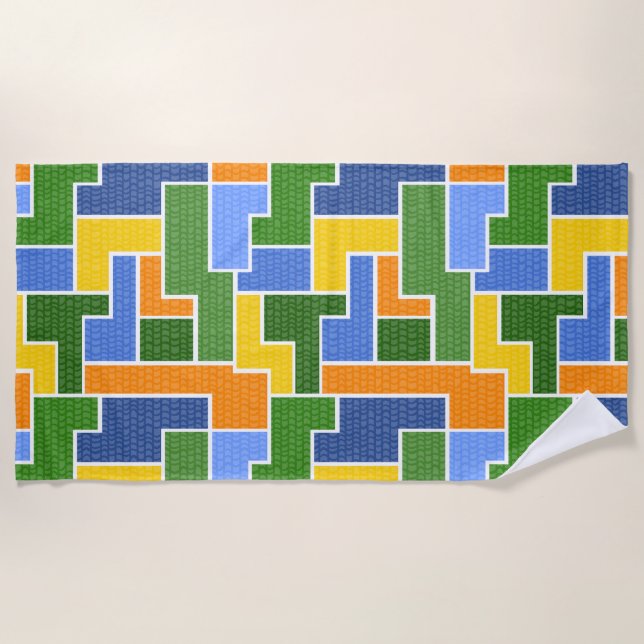 colourful rectangles beach towel (Front)