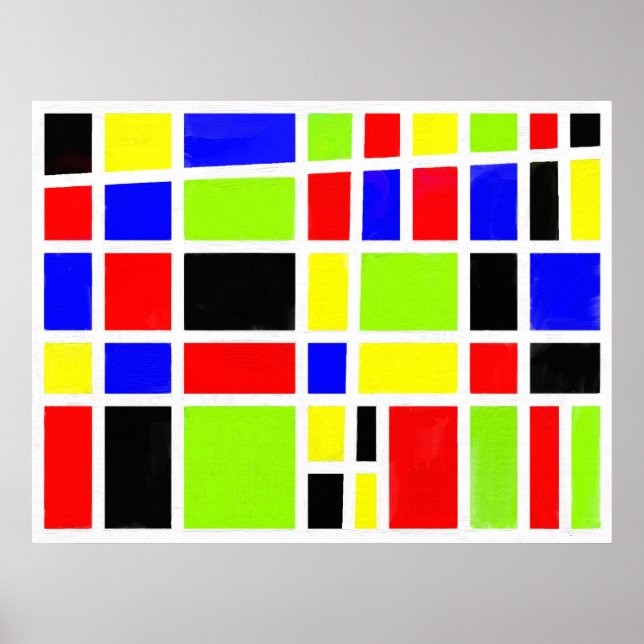 Colourful Rectangles (digital oil painting) Poster (Front)