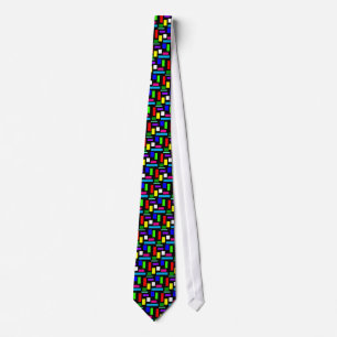 Colourful Rectangles on Black Tiled Tie