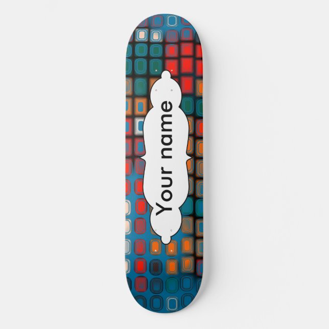 Colourful rectangles pattern skateboard (Front)