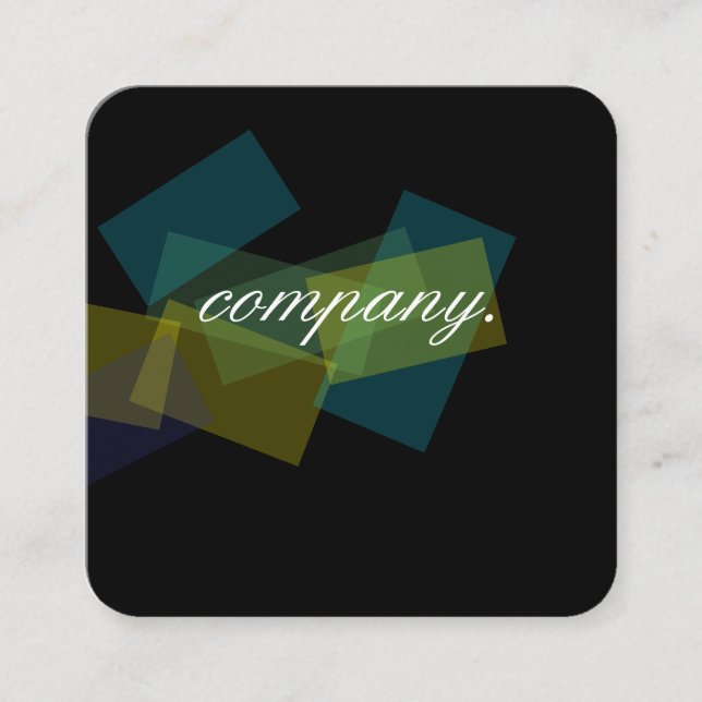 Colourful Rectangles (transparency) Square Business Card (Front)