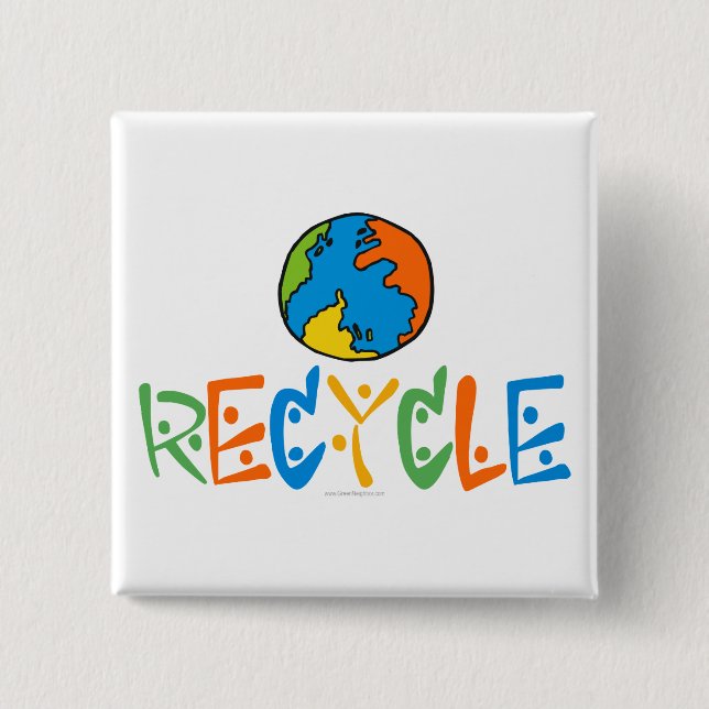 Colourful Recycle 2 Inch Square Button (Front)