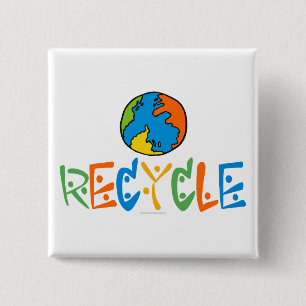 Colourful Recycle 2 Inch Square Button