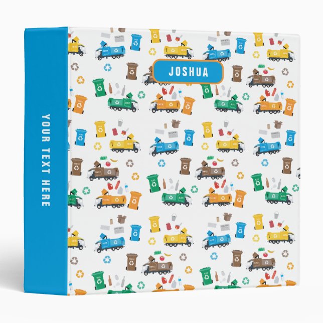 Colourful Recycling Garbage Trucks Bins Album Binder (Front/Spine)