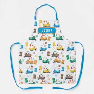 Colourful Recycling Garbage Trucks & Bins  Apron