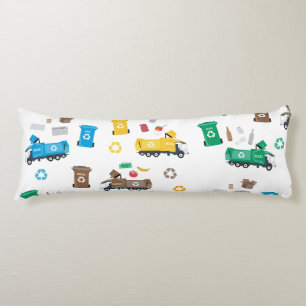 Colourful Recycling Garbage Trucks & Bins Body Pillow