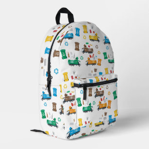 Colourful Recycling Garbage Trucks & Bins  Printed Backpack