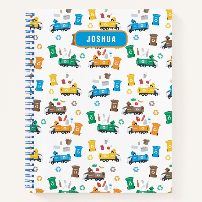 Colourful Recycling Garbage Trucks Bins Sketchbook Notebook (Front)