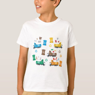 Colourful Recycling Garbage Trucks & Bins T-Shirt