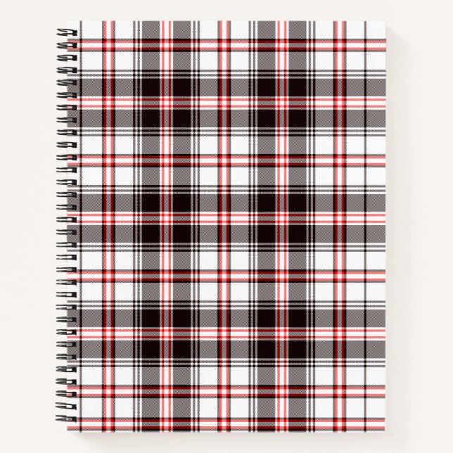 Colourful Red and Black Plaid Pattern Notebook (Front)
