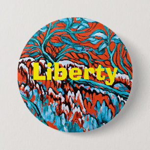 Colourful Red and Blue Magical Woodlands 3 Inch Round Button