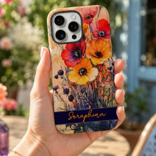 Colourful Red and Yellow Wildflower Personalized iPhone 16 Pro Max Case