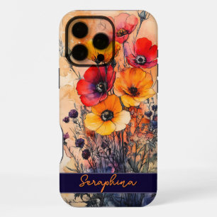 Colourful Red and Yellow Wildflower Personalized iPhone 16 Pro Max Case