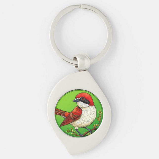 Colourful Red backed shrike Bird Keychain (Front)