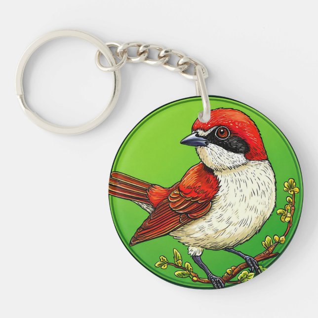 Colourful Red backed shrike Bird Keychain (Front)
