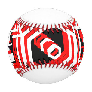 Colourful Red Black White Modern Geometric  Baseball