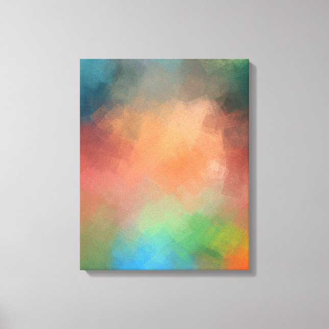Colourful Red Blue Green Yellow Abstract Art Moder Canvas Print (Front)
