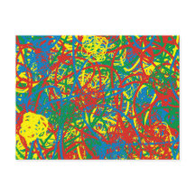 Colourful Red Blue Green Yellow Scribbles Abstract