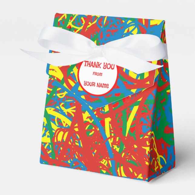 Colourful Red Blue Green Yellow Scribbles Crayon  Favor Box (Front Side)