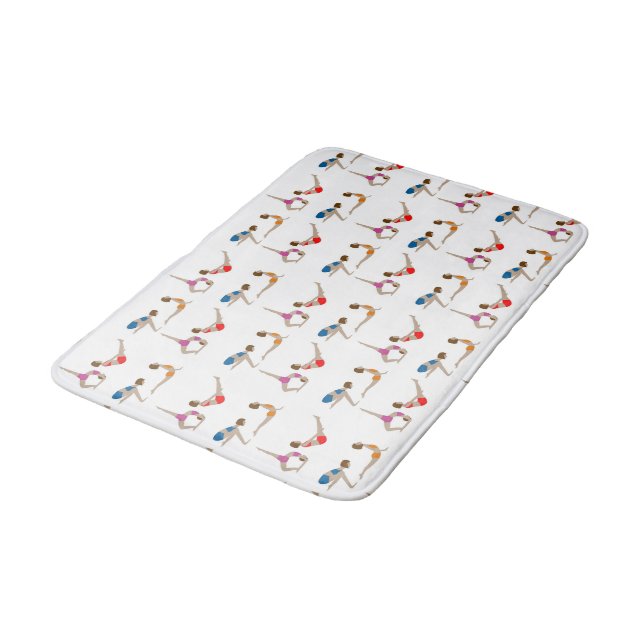 Colourful Red Blue Yellow Purple Yoga Poses Bathma Bath Mat (Angled)