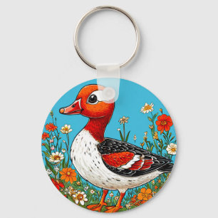 Colourful Red breasted goose Bird Keychain