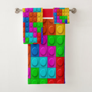 Colourful Red Building Blocks Custom Bath Towel Set