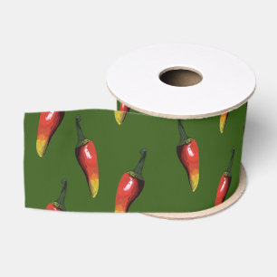 Colourful Red Chili Peppers Grosgrain Ribbon