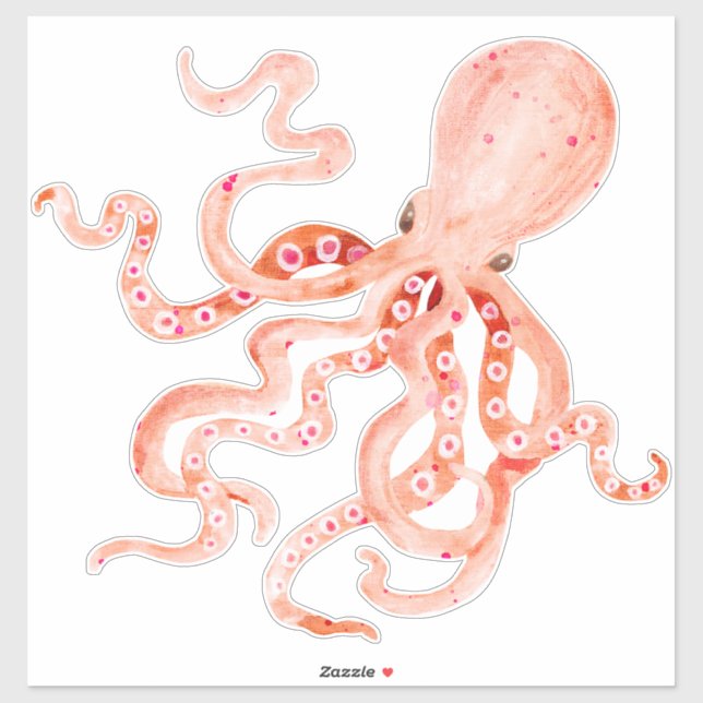 Colourful Red Coral Octopus Beach Ocean Decor Art (Sheet)