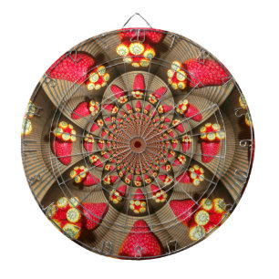 Colourful Red Delight: Strawberry Kaleidoscope Art Dartboard