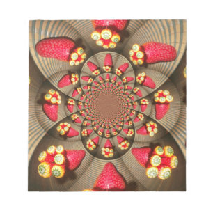 Colourful Red Delight: Strawberry Kaleidoscope Art Notepad