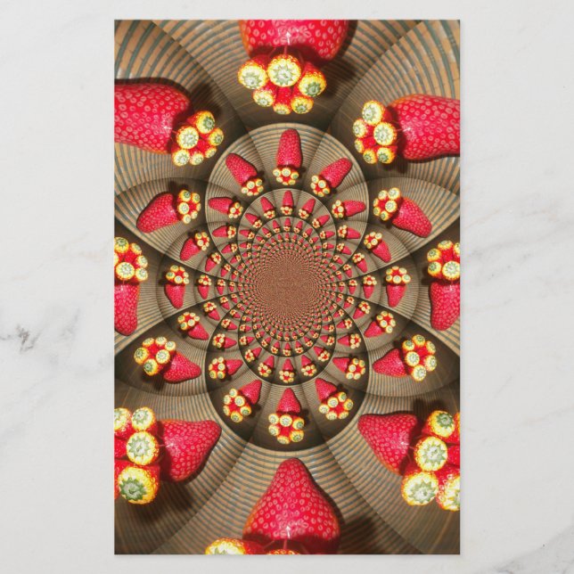 Colourful Red Delight: Strawberry Kaleidoscope Art Stationery (Front)