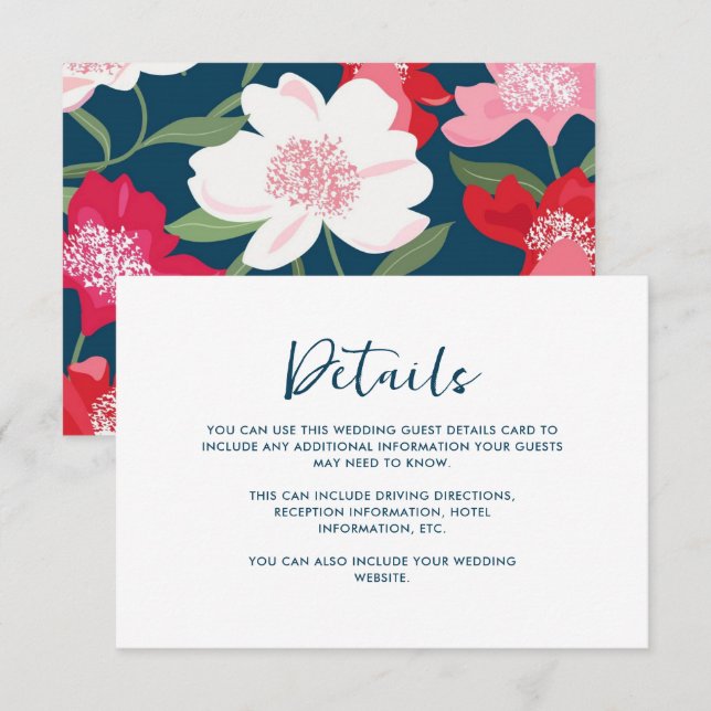 Colourful Red Floral Wedding Guest Detail Blue (Front/Back)