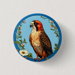 Colourful Red-footed falcon Bird 1 Inch Round Button