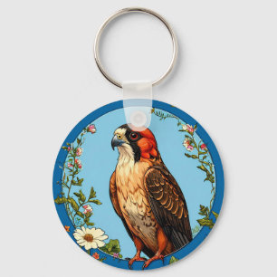 Colourful Red-footed falcon Bird Keychain