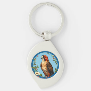 Colourful Red-footed falcon Bird Keychain