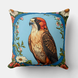 Colourful Red-footed falcon Bird Throw Pillow