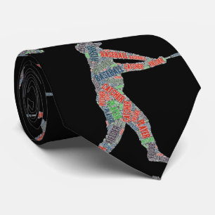 Colourful Red Green Blue Baseball Player Sports Tie