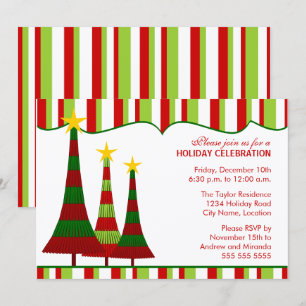 Colourful Red Green Christmas Party Invitation