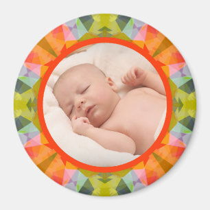 Colourful Red Green Orange Custom Christmas Photo Magnet