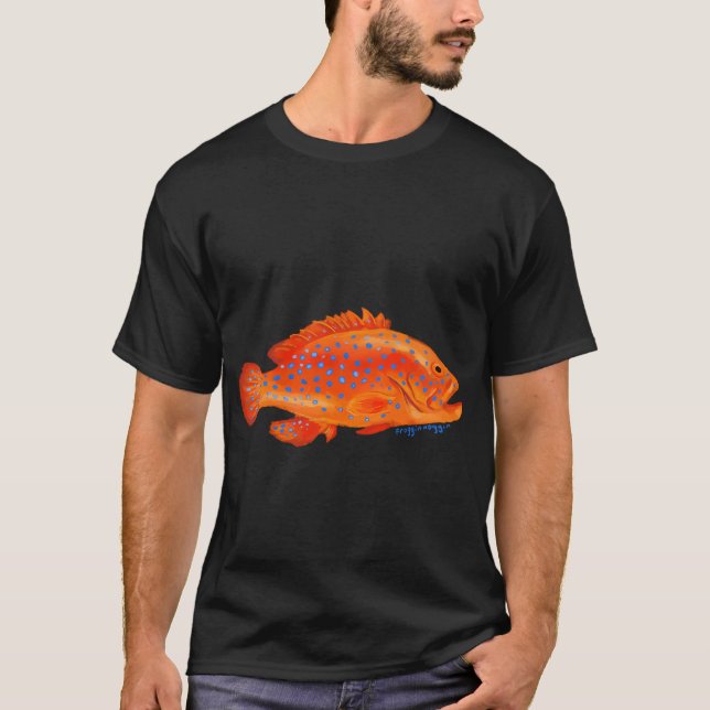 Colourful Red Grouper Fish T-Shirt (Front)