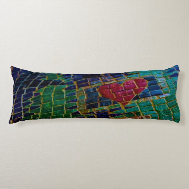 Colourful Red Heart Mosaic Body Pillow (Front)