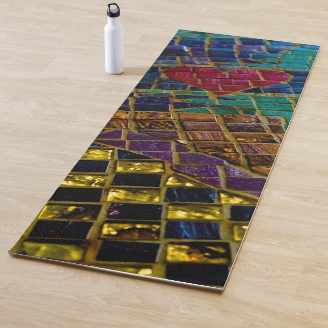 Colourful Red Heart Mosaic Yoga Mat (In Situ)