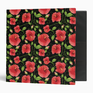 Colourful Red Hibiscus Blooms on Black Binder