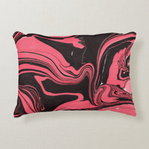 Colourful red marble ink paper textures on white b accent pillow